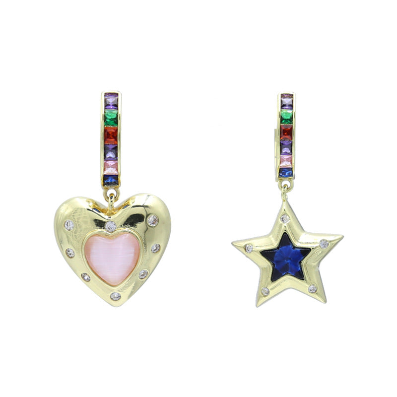 Loving Heart Zircon Personalized Temperament High-grade Light Earrings