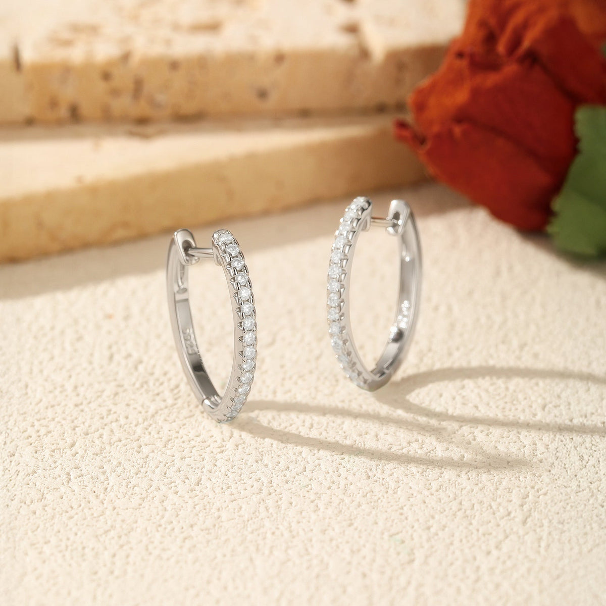 Heart-Shaped D-Color VVS1 Moissanite Hoop Earrings in Sterling Silver
