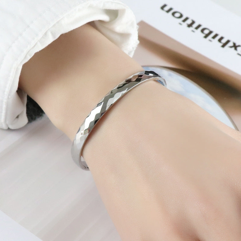 Wave Light Titanium Steel Female Gold Plated Card Bracelets