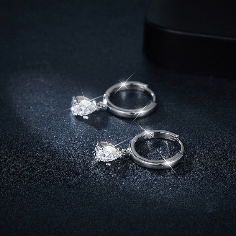 Teardrop Dangle Earrings with Brilliant Moissanite Stones – 925 Sterling Silver, 18K Gold-Plated in Gold, White Gold, or Rose Gold