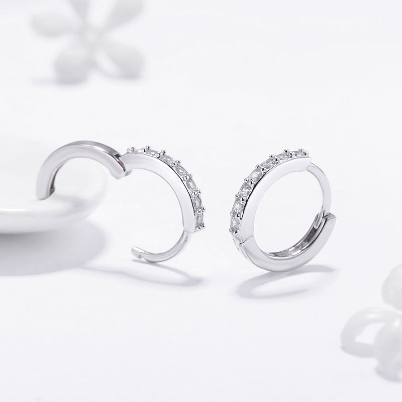 Round Full-Zirconia Hoop Earrings in Sterling Silver