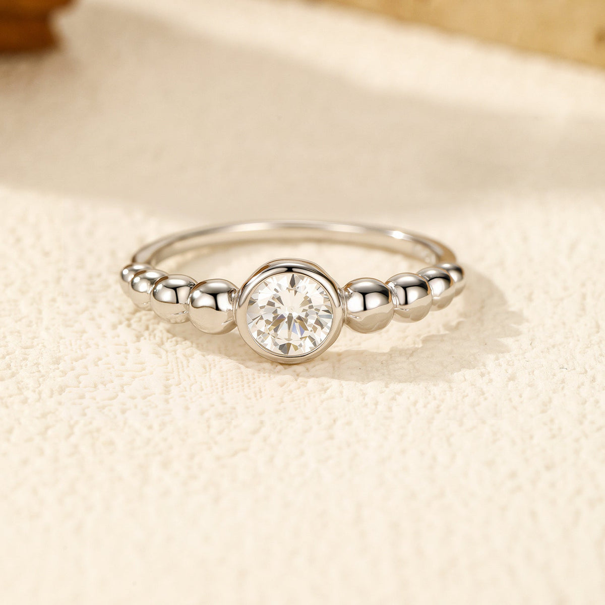 Geometric Bubble Engagement Ring with Round D-Color VVS1 Moissanite Stones in Sterling Silver