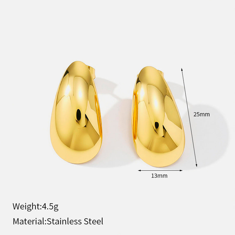 Women's Glossy Surface Water Drop Simple Commute High-grade Stainless Earrings