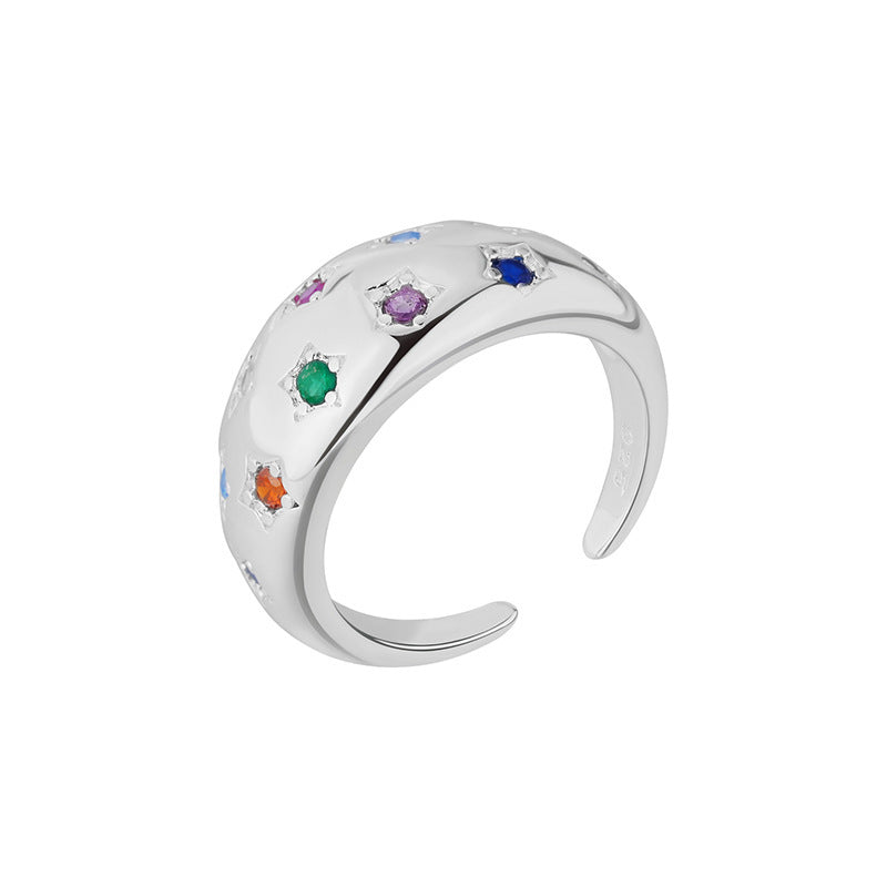 Colorful Starry Female Affordable Luxury Fashion Graceful Personality Open Little Ring