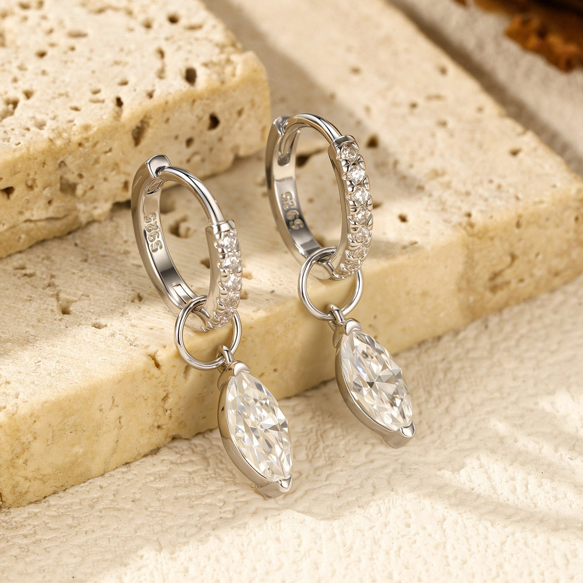 Waterdrop D-Color VVS1 Moissanite Hoop Earrings in Sterling Silver