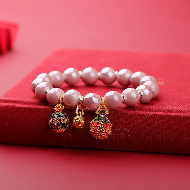 Women's & Men's Fragrant Gray Porcelain Vintage Ethnic Style Handmade Bracelet