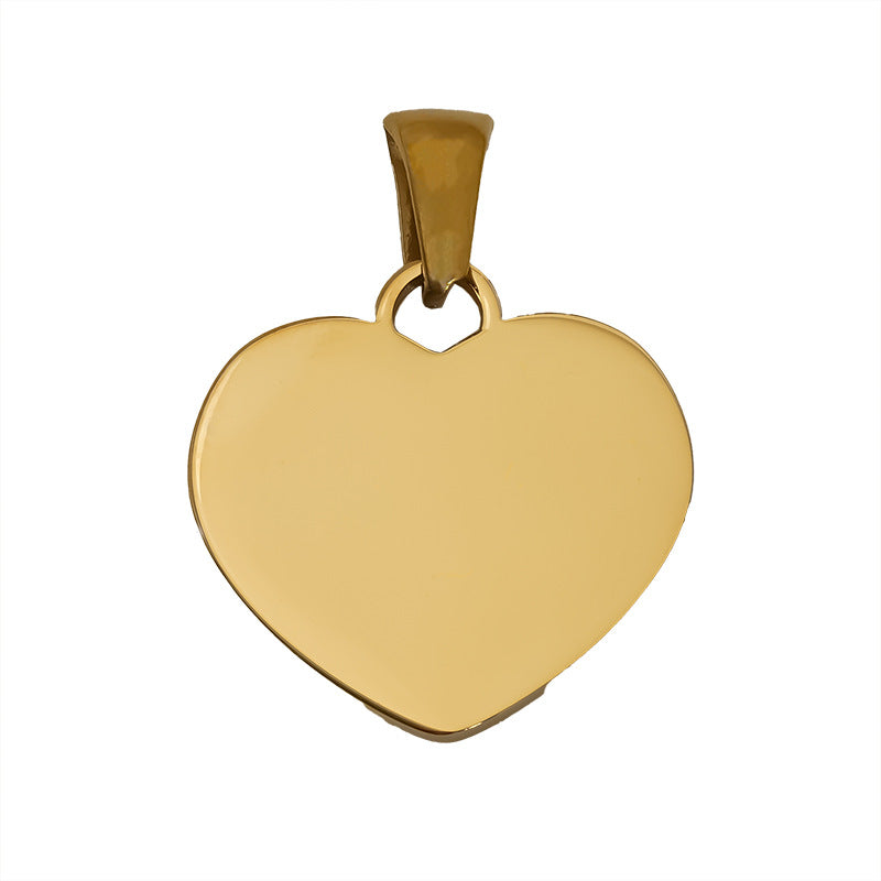 Mirror Stainless Steel Heart-shaped Strap Oval Buckle Can Carve Pendants