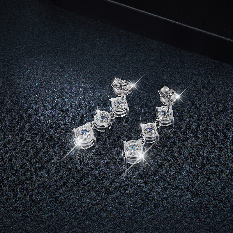 Geometric Four-Prong D-Color VVS1 Moissanite Stud Earrings in 925 Sterling Silver with Gold Plating