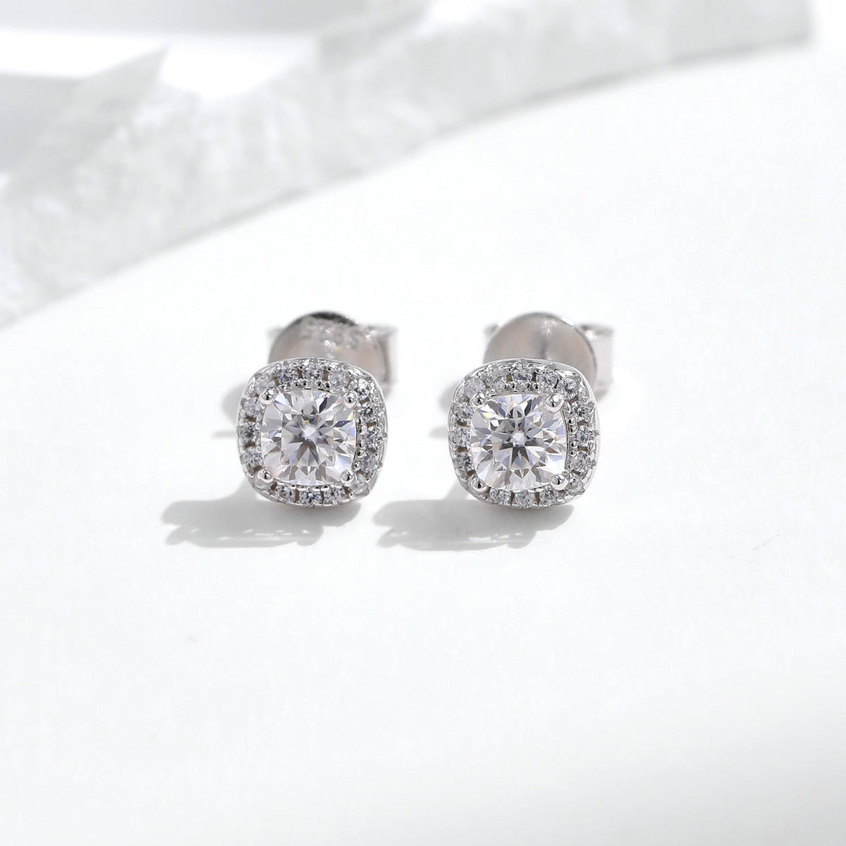 Geometric D-Color VVS1 Moissanite Stud Earrings in Sterling Silver