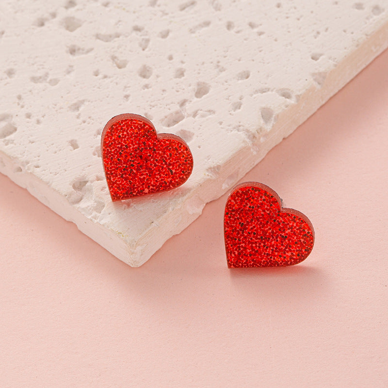 Acrylic Glitter Valentine's Day Love Red Lip Fashion Fresh Stud Earrings