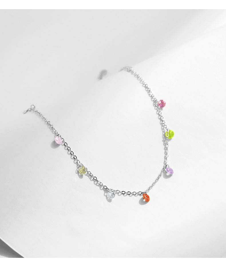 Geometric Crystal Charm Bracelet in Sterling Silver – Stackable Summer Jewelry for Women | Cubic Zirconia