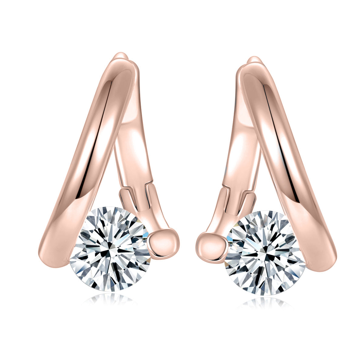 Minimalist Moissanite Stud Earrings — 5mm Geometric Circle Design in White Gold, Yellow Gold & Rose Gold