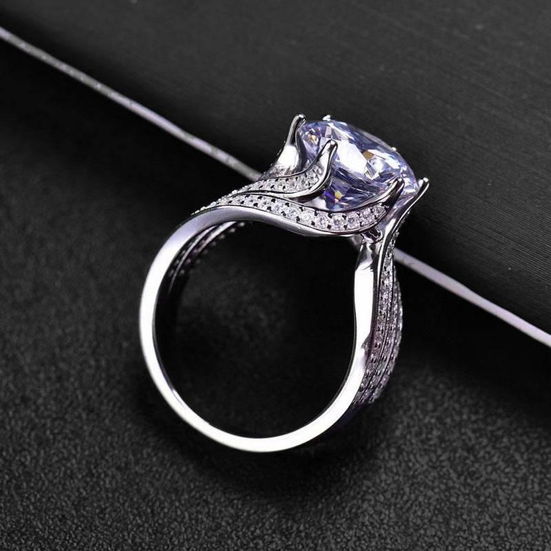 5 Carat Round-Cut Zircon Halo Ring, Triple Band Full Pave Design for Women | Cubic Zirconia