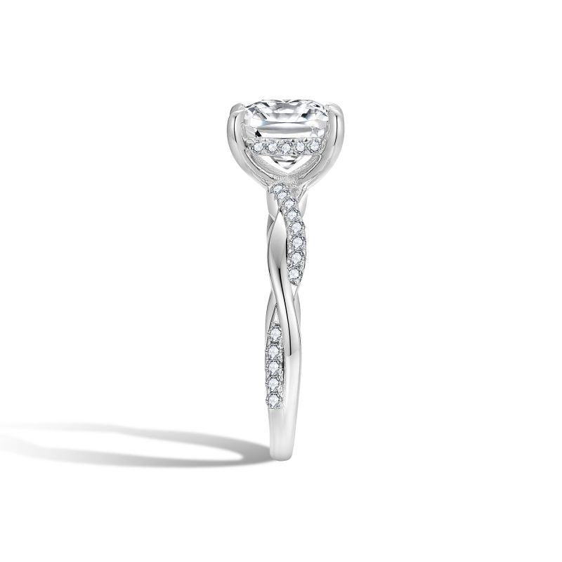 Princess-Cut Moissanite Ring Set – 2ct Solitaire Engagement Ring + Matching Stackable Band