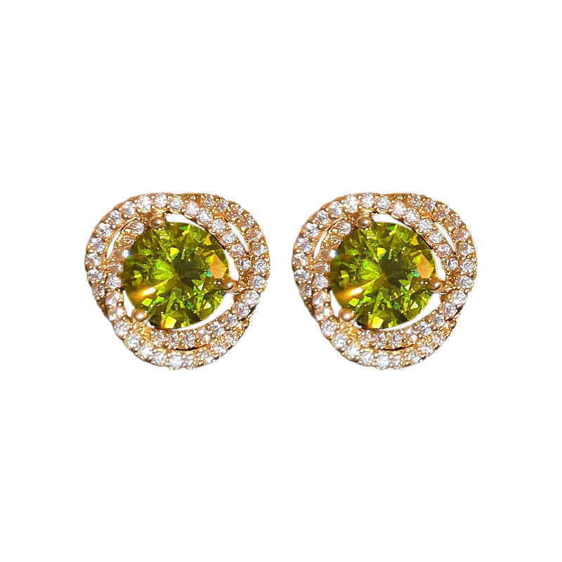Zircon Flower Hollow Ear Light Luxury Minority Shining Stud Earrings