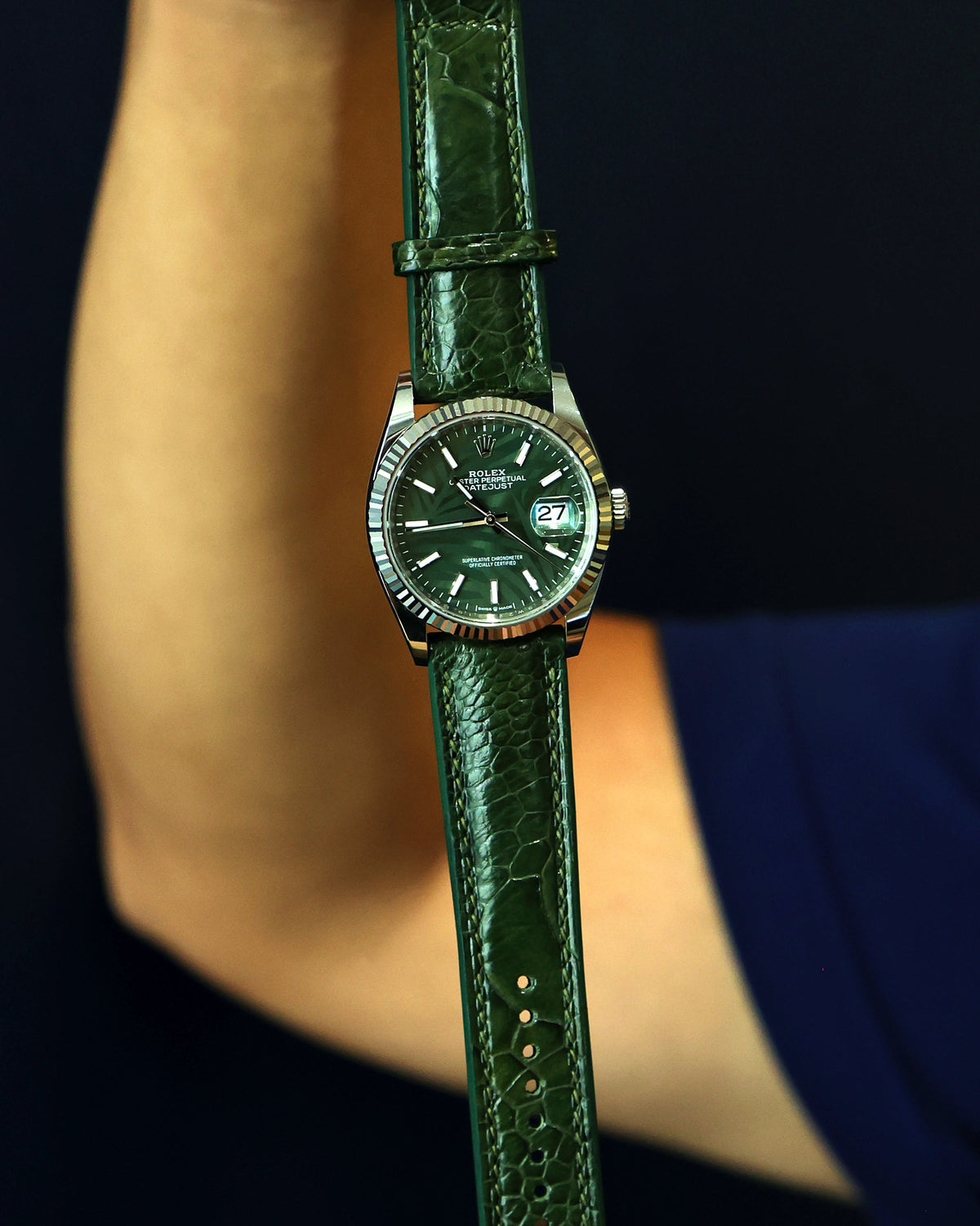 Emerald Green Bespoke Ostrich Shin Leather Watch Strap 20mm