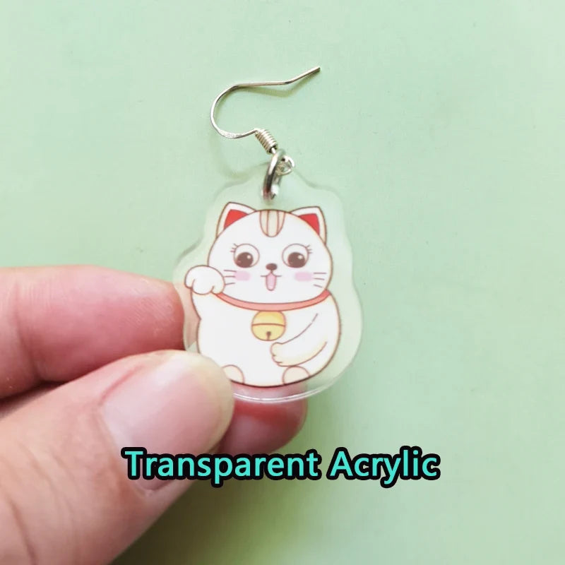 1Pair Custom Earrings Clear Acrylic Accessorie Cartoon Design Customized Anime Charms Personalized Pendientes Earrings For Women