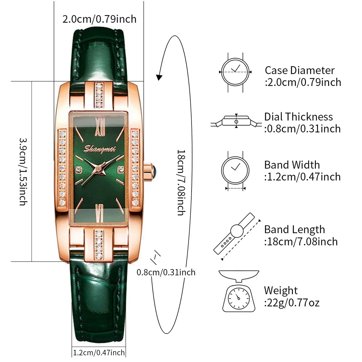2PCS/Set Women's Watches Fashion Rectangle Leather Band Quartz Watch(Without Box)