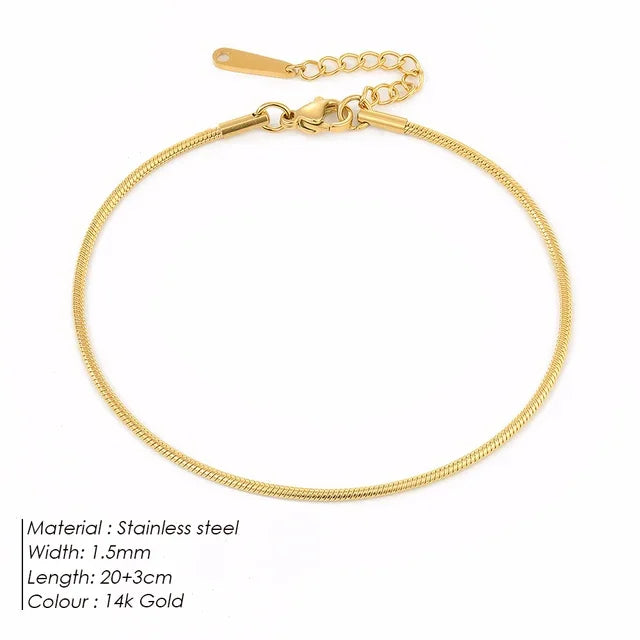 SUNIBI Stainless Steel Snake Chain Anklet for Women Not Allergic Adjustable Sexy Leg Foot Bracelet Gifts Accessorie Dropshipping