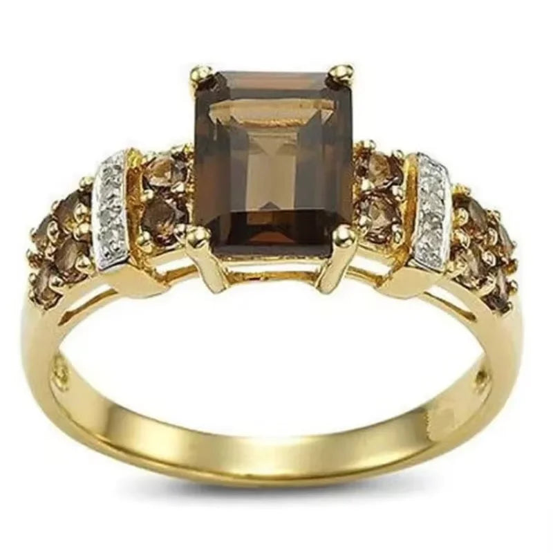 Fashion Exquisite Gold Color Square Shape Hoop Rings For Women Party Accessories Gifts Custom Jewelry