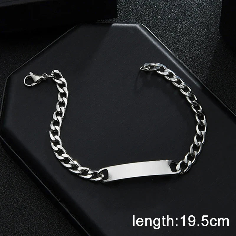 Letdiffery Personalized Eyes Photo Bracelets Stainless Steel Custom Laser Engrave Picture Name Date Men Women Kids Bracelet Gift