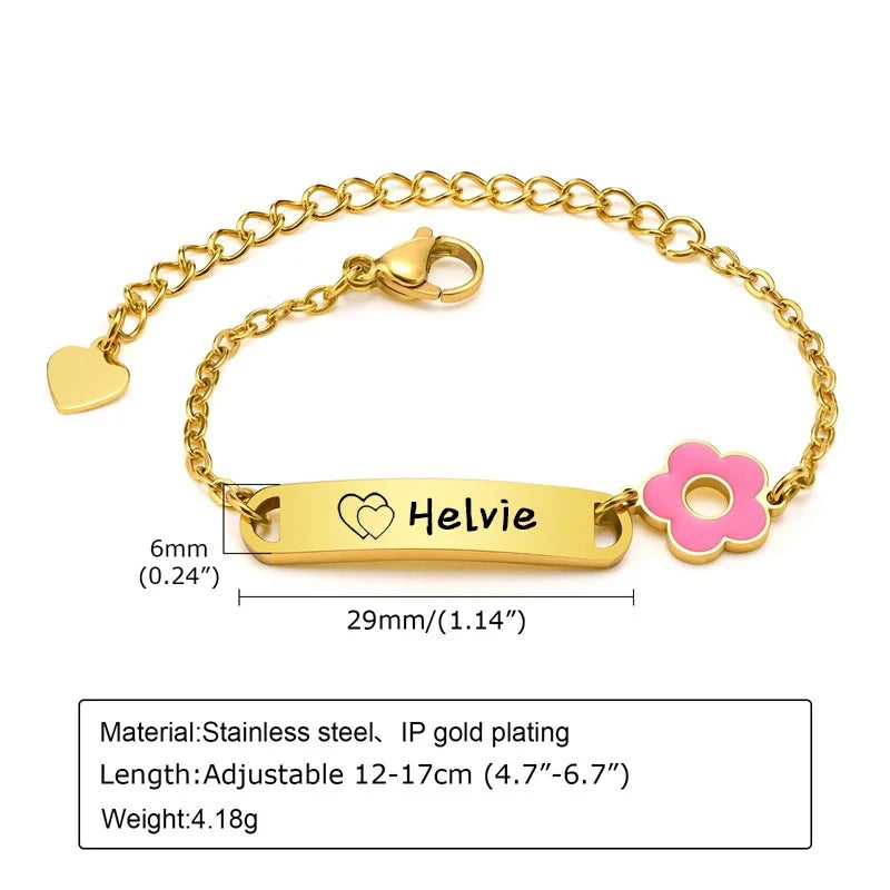 Personalized Baby Name Bracelet 14K Gold Plated Customized ID Bracelets for Girls Boys Custom Text Bracelet New Born Gift