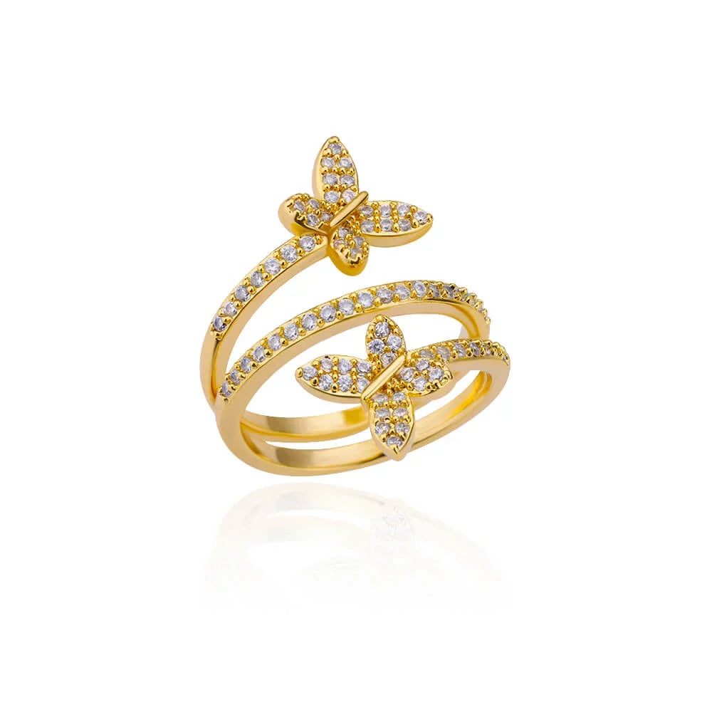 Zircon Heart Rings For Women Stainless Steel Gold Color Geometric Open Finger Ring Fashion Wedding Aesthetic Jewelry Gift
