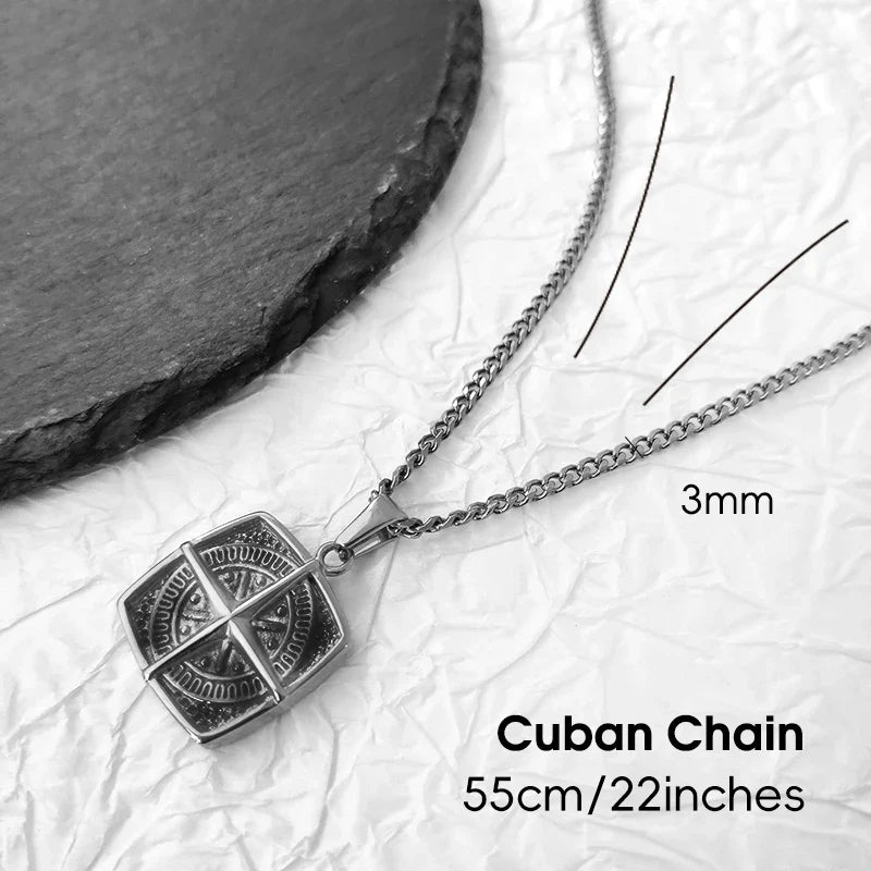 Nautical Compass Pendant Necklace - Waterproof Punk Retro Compass Pendant | 18K Gold Plated Stainless Steel Jewelry Gift
