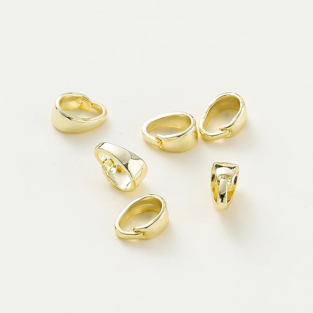 20pcs/lot 14K 18K Gold Color Pendant Pinch Bail Clips Melon Seeds Charm Clasps Connector Bulk For DIY Nacklace Making Findings