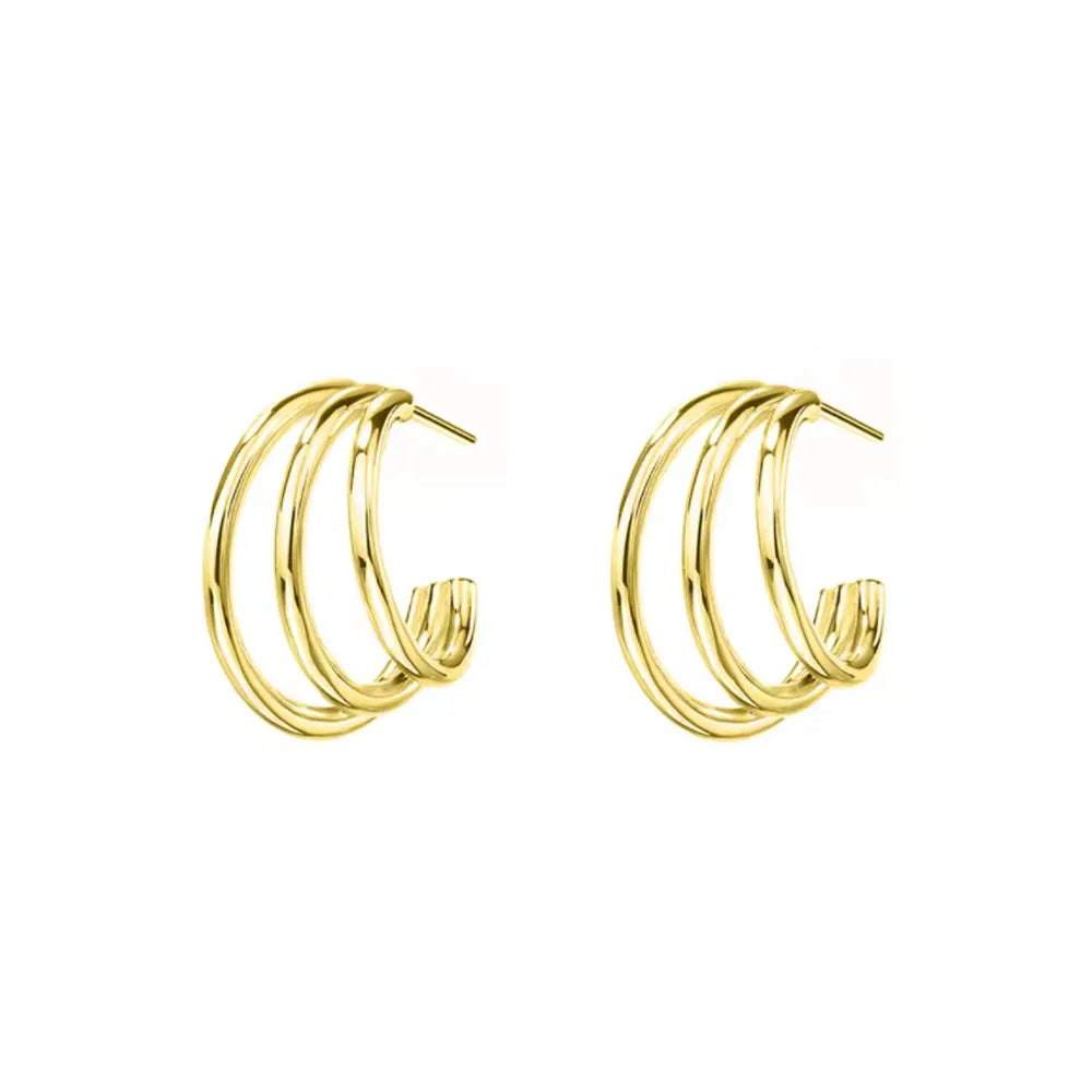 European New Cross Sunflower Gold Color Stud Earrings, Fit Women's Festival Exquisite Charm Jewelry Gifts 925 Silver