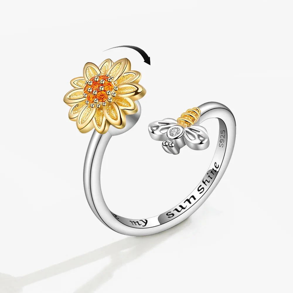 Rotating Anxiety Knuckle Ring For Women Spinner Fidgets Cute Animal Butterfly Flower Anti Stress Ring Party Jewelry Gifts Anillo