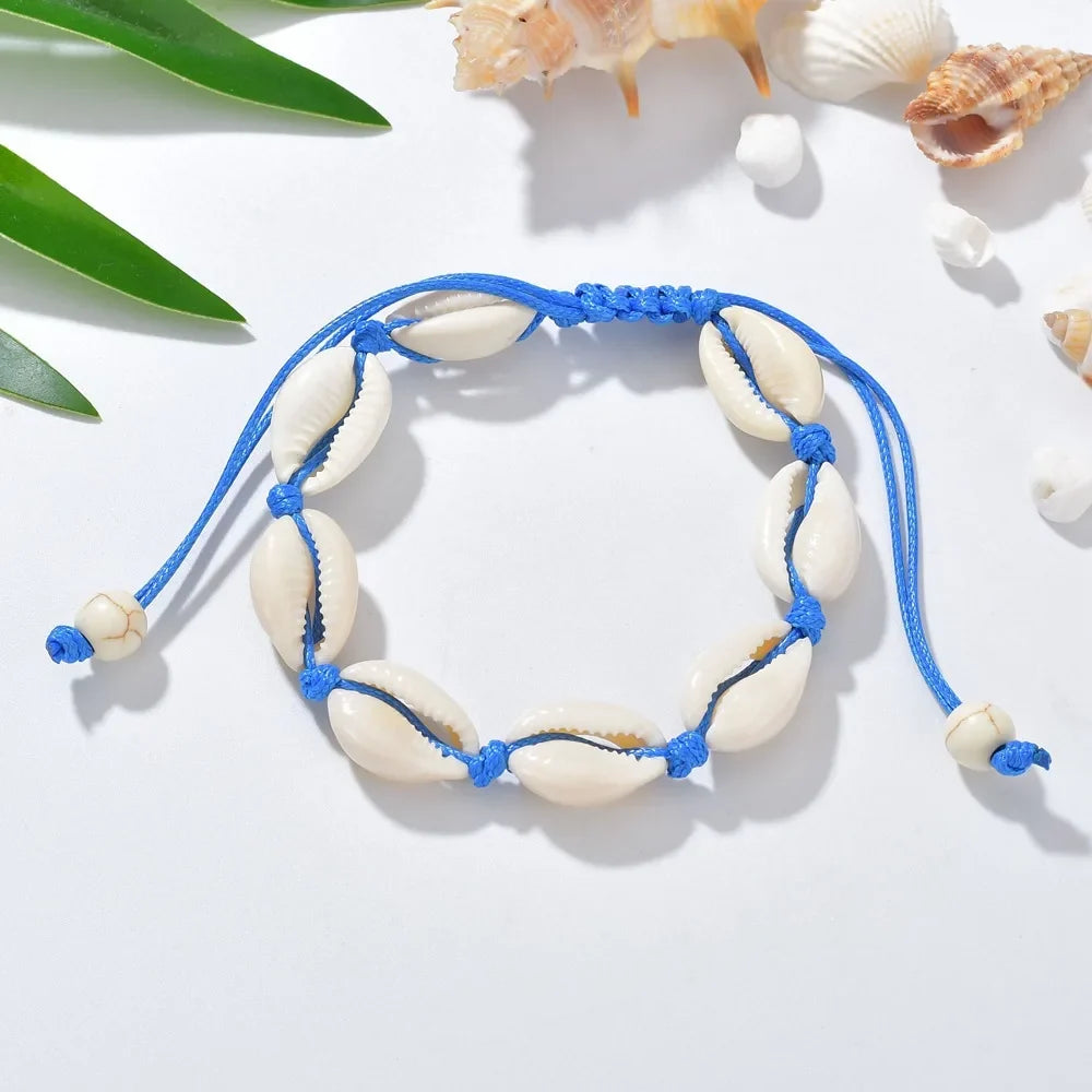 Summer Beach Shell Anklet For Women Bohemian Braided Rope Adjustable Chain Bangle Girls Leisure Vacation Jewelry