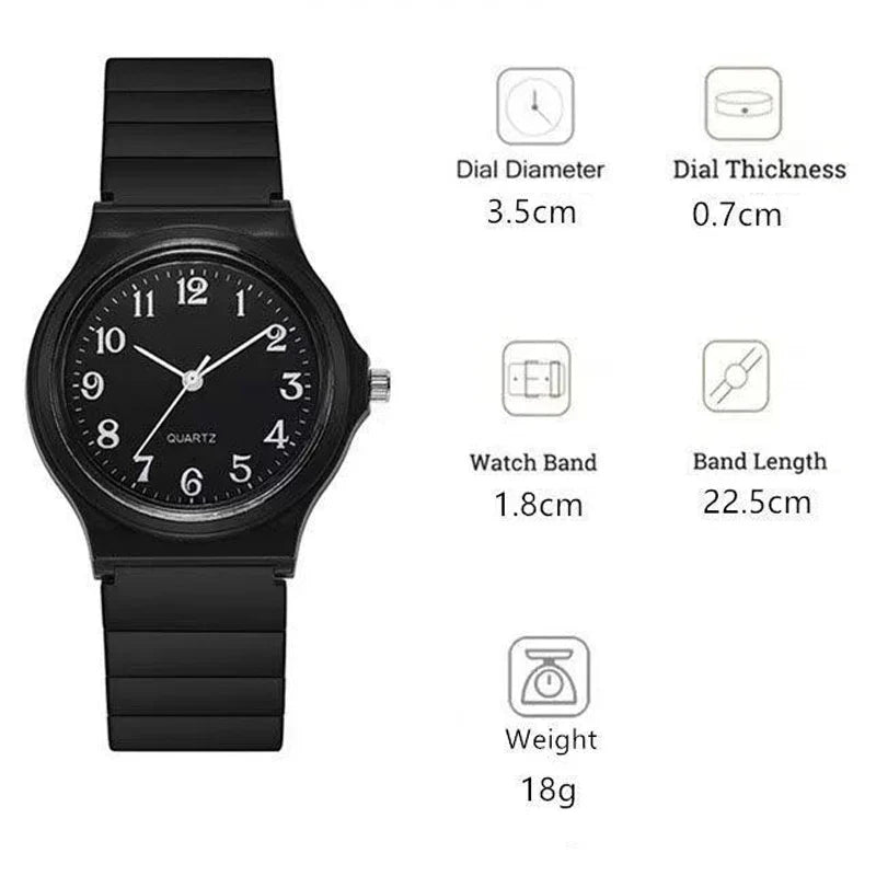Exam Watch Silicone Strap Simple Women Watch Student Ladies Quartz Wristwatch Waterproof Round Small Dial for Women