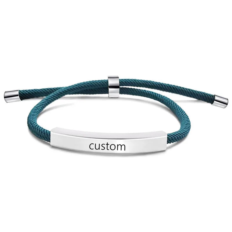 Personalized Men's Bracelet Customized Adjustable Bangle Stainless Steel Name Any Text Engraved Bracelet Birthday Gift for Him