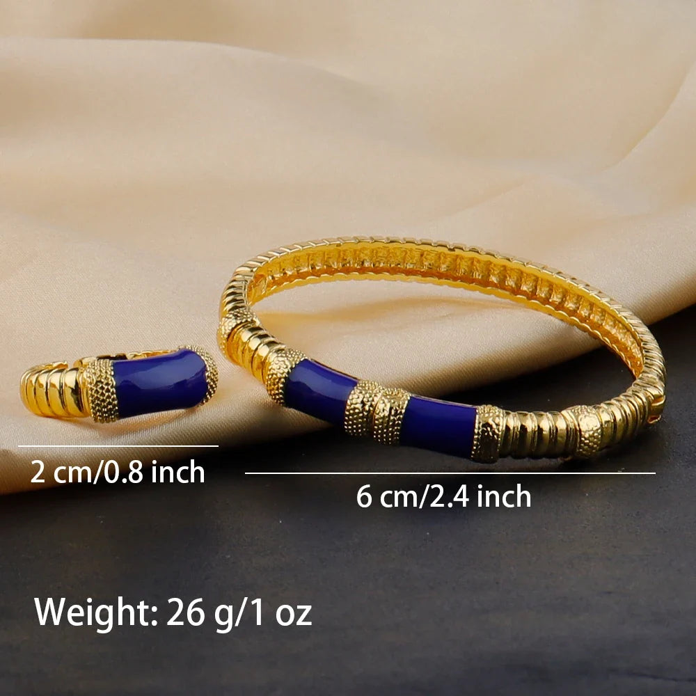 gold plated ring and bracelet nigerian jewelry set High Temperament Multy Colors Personalized bracelets Girl Gift Free Shipping