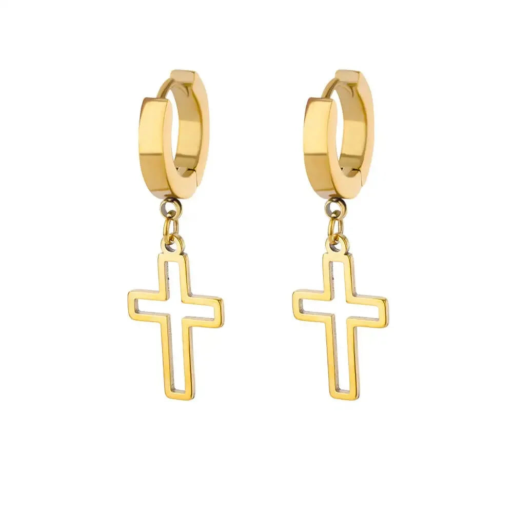 Zircon Cross Dangle Earrings For Women Girls Stainless Steel Cross Earring 2023 Trending Couple Wedding Aesthetic Jewelry aretes