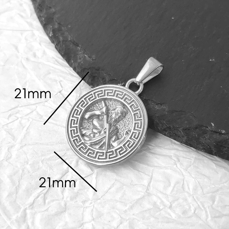 Stainless Steel Vintage Round Portrait Coin St. Michael Compass Pendants Charm For Women Necklace Making Diy Jewelry