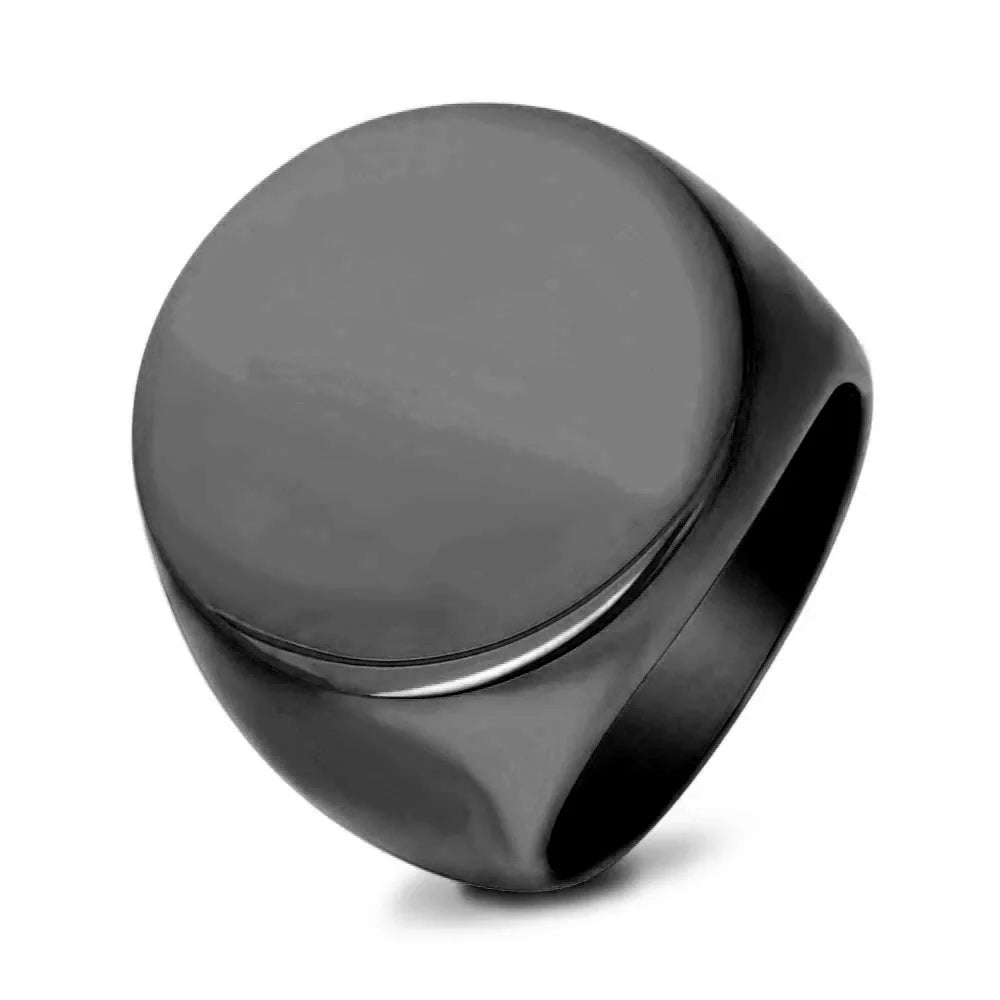 Customized Signet Ring Engrave Name Logo Photo Jewelry Stainless Steel Round Men Women For Family Wedding Personalized Gifts