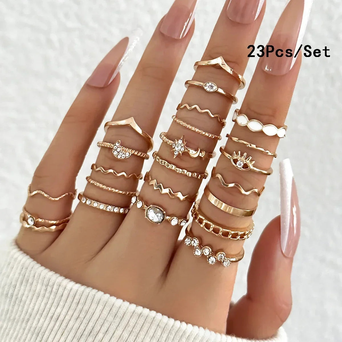 30Pcs Gold Color Knuckle Rings Set For Women Bohemian Geometric Finger Ring Girls Wedding Party Jewelry Gift