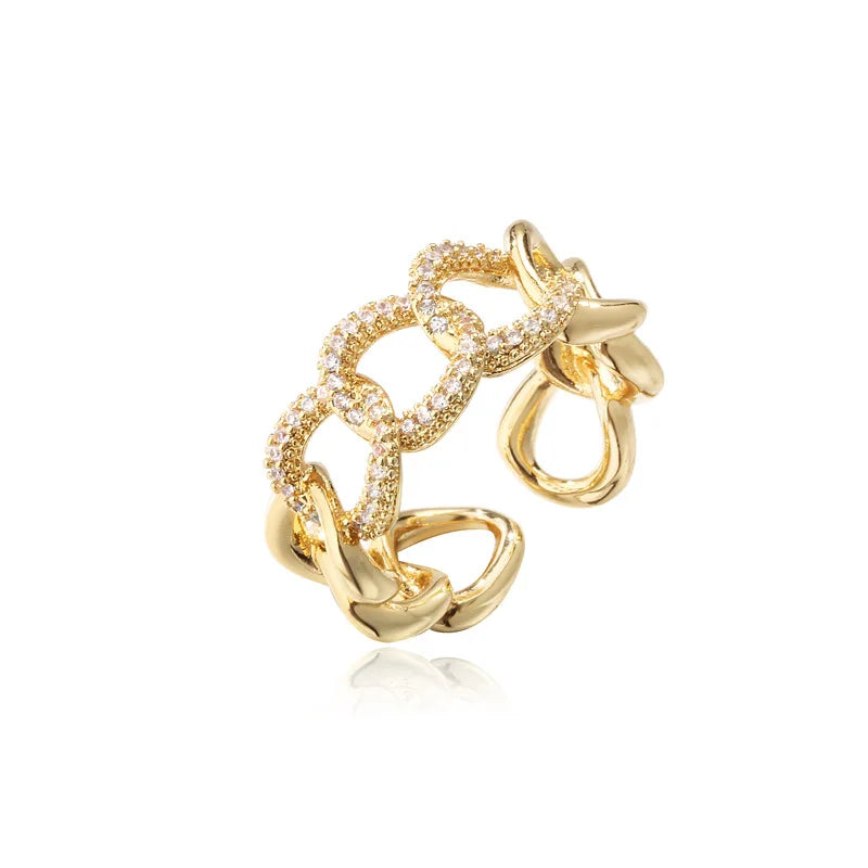 NEWBUY Fashion Gold Color Geometric Copper Ring Women Wedding Jewelry Hot Sale AAA+ Cubic Zirconia Finger Ring Femme Bijoux