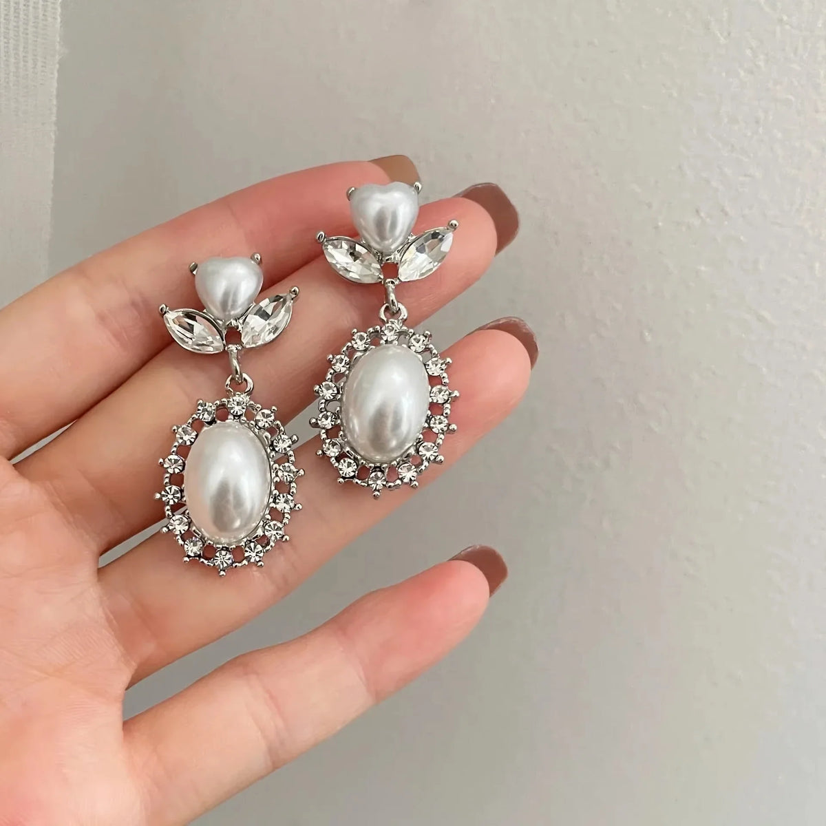 Korean Heart Drop Earrings For Women Girl Romantic Valentine's Day Gift Fashion Jewelry Trend Hanging Pearl Cute Bowknot Earring