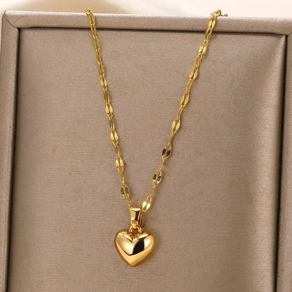 Pink Heart Zircon Necklace Gold Color Stainless Steel Cupid Eros Arrow Heart Pendant Necklace Korean Fashion Jewelry Girls Party