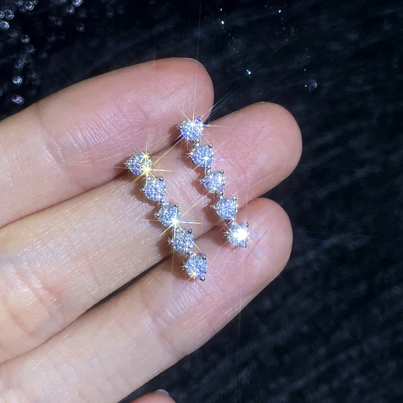NeeTim 3mm Full Moissanite Earring For Women Wedding Fine Jewely 925 Sterling Sliver With White Gold Plated Party Studs Earrings