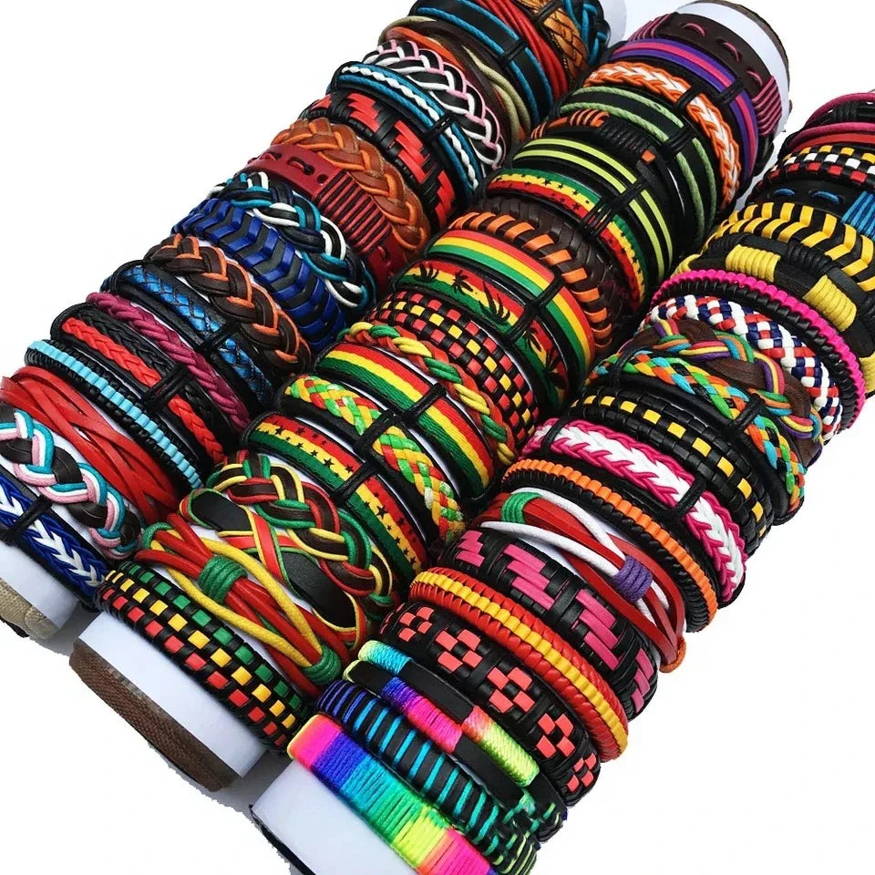 5Pcs/Lot Vintage Leather Charm Bracelets For Women Mix Styles Adjustable Bracelet Men Fashion Party Jewelry Accessories