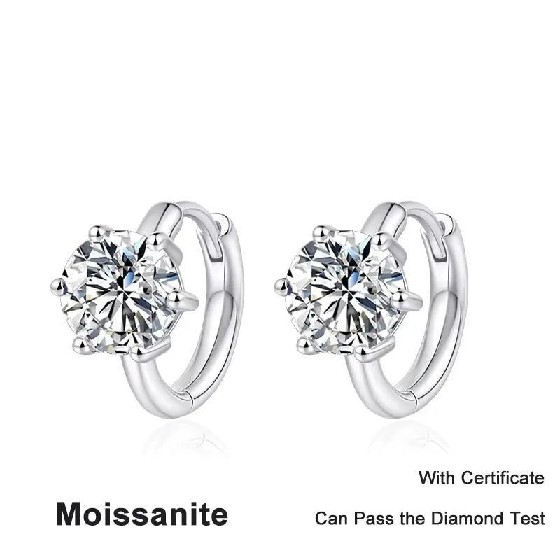 NeeTim 0.5ct 1ct Moissanite Earrings 925 Sterling Silver Lab Diamond Sparkling Party Wedding Studs Earring Designer for Women