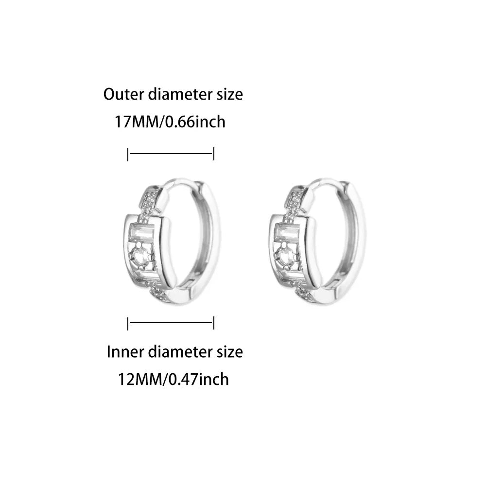 Round Shiny Zirconia Earrings for Women Stainless Steel Gold Color Piercing Earrings 2025 New Fashion Jewelry Mother's Day Gift