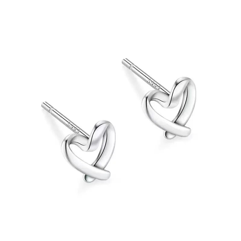 S925Silver Hollow out heart-shaped earrings for women, simple, light, luxurious, high-end, heart-shaped ins, high-end