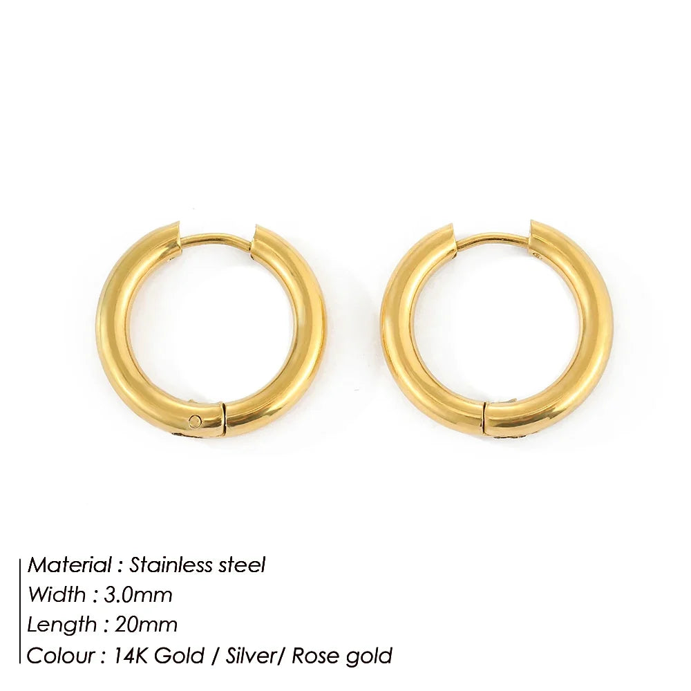 Minimalist Stainless Steel Round Earrings for Women Trendy Geometric Drop Statement Earrings Party Fashion Jewelry Gift