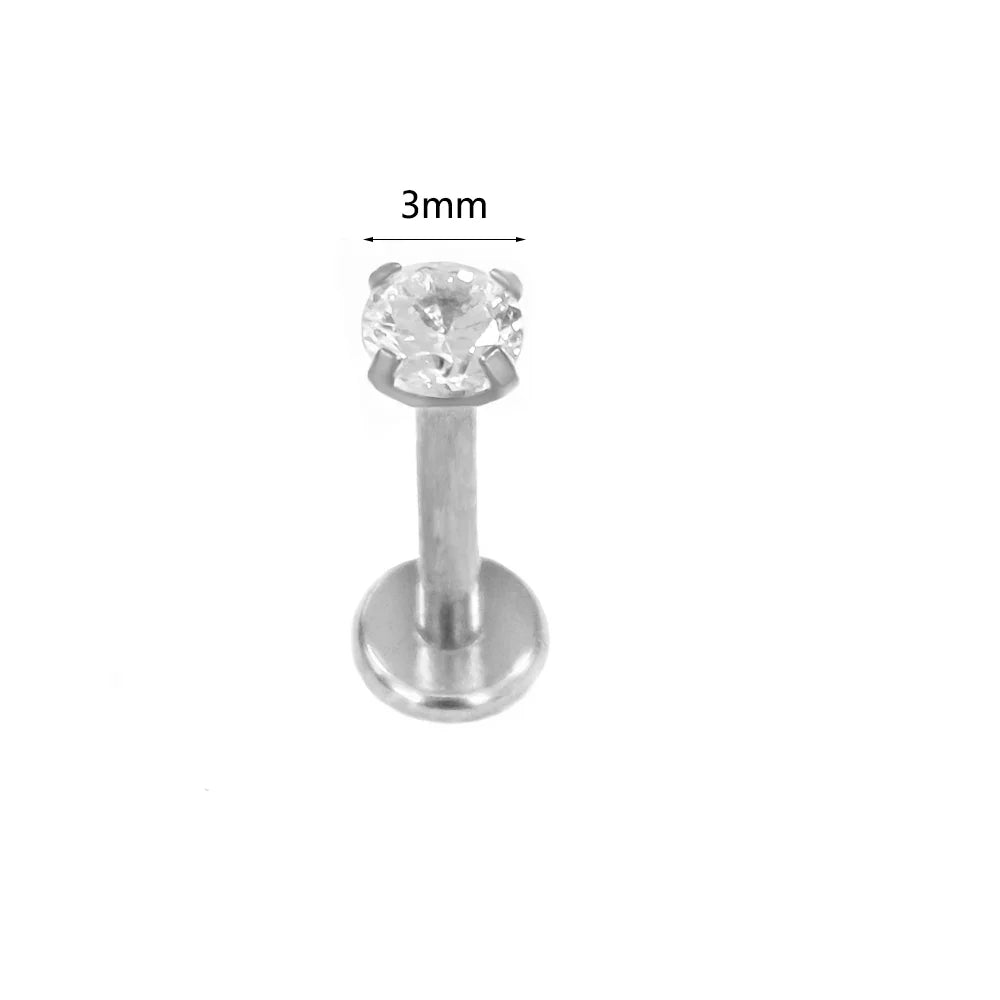 100% 316L Surgical Steel Flower Labret Piercing Butterfly Bee Tragus Snake Cartilage Helix Flat Back CZ Earrings Body Jewelry