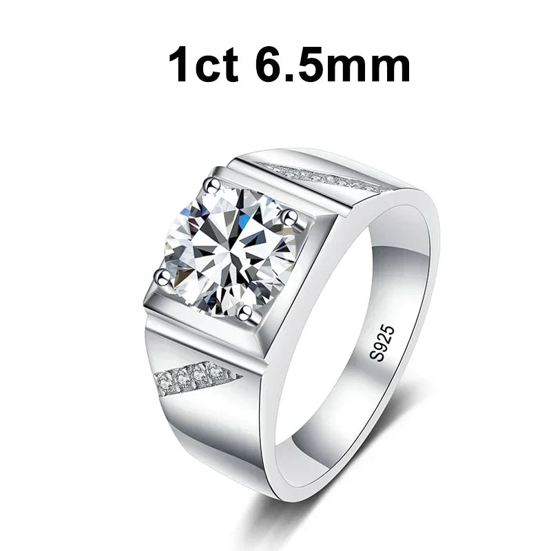 NeeTim 1ct 2ct D VVS1 Moissanite Ring For Men 925 Sterling Silver with Gold Plated Engagement Wedding Band Lab Diamond Man Rings